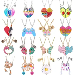 2Pcs Heart-Shaped Magnet Panda Necklaces
