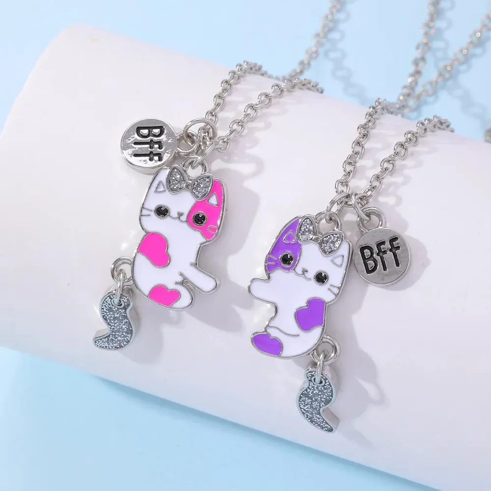 2Pcs Heart-Shaped Magnet Panda Necklaces