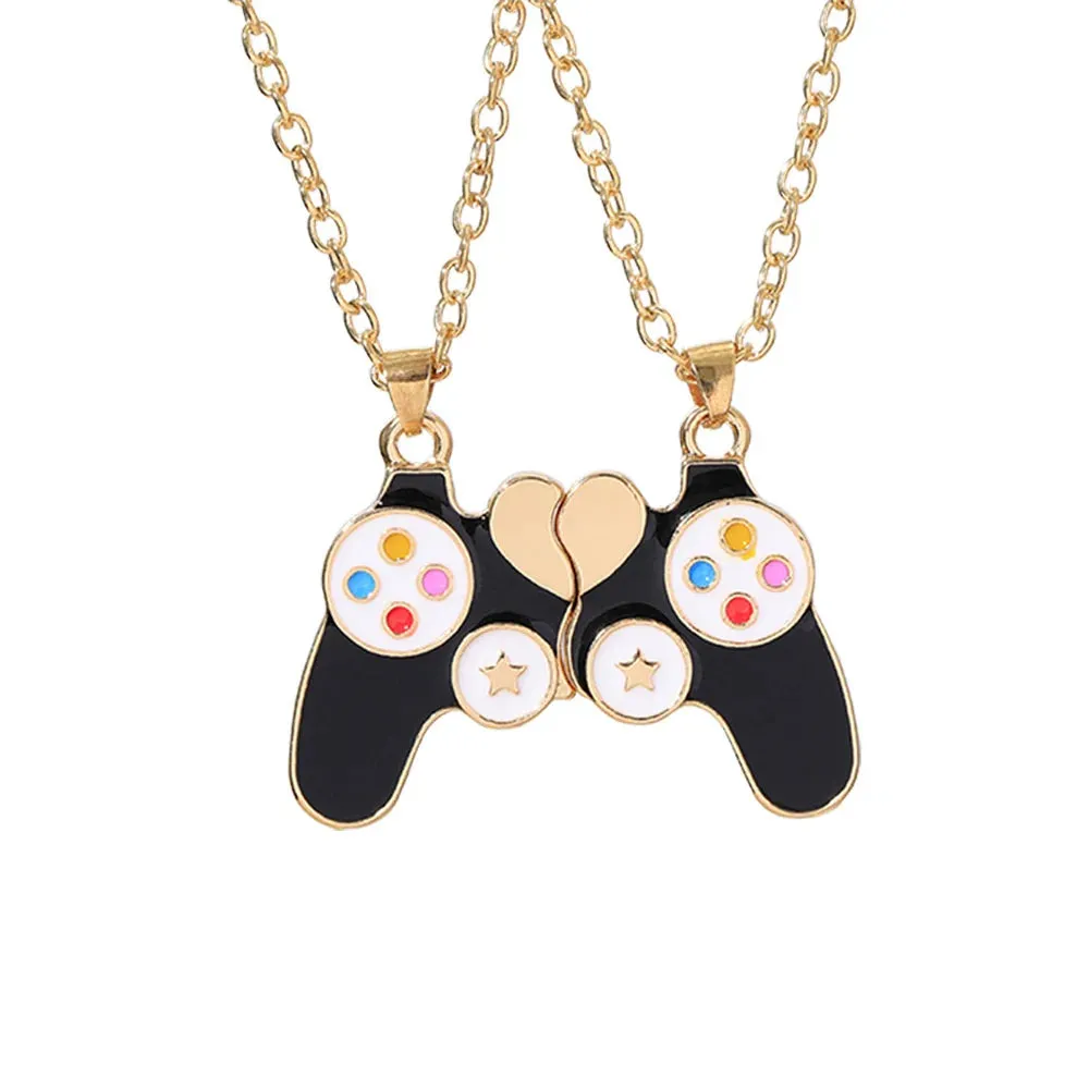 2Pcs Heart-Shaped Magnet Panda Necklaces