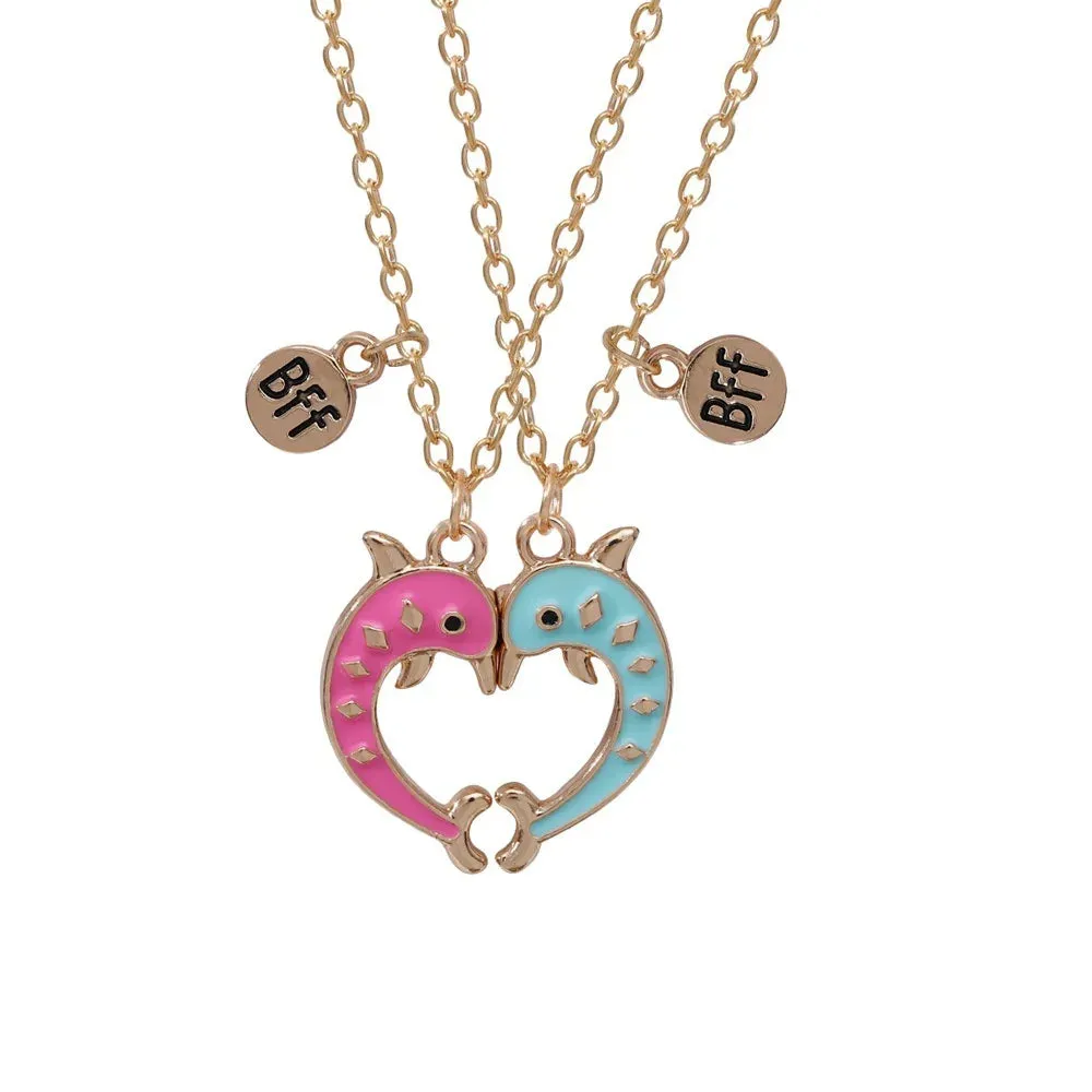 2Pcs Heart-Shaped Magnet Panda Necklaces