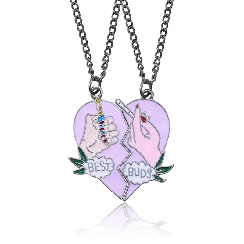 2Pcs Heart-Shaped Magnet Panda Necklaces