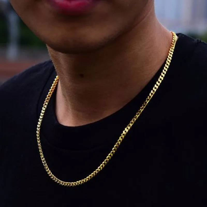 3-6MM Men Necklace Gold Tone