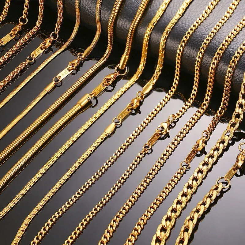 3-6MM Men Necklace Gold Tone