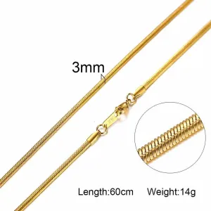 3-6MM Men Necklace Gold Tone