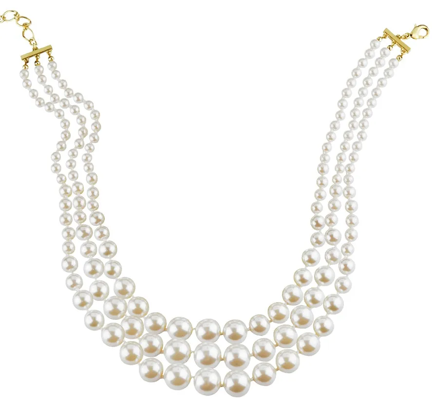 3 Strand Gold Tone Kiska Pearls