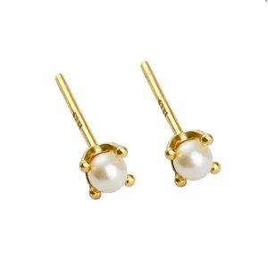 4 mm Mini Pearl Stud Earrings - Gold or Silver