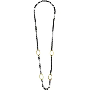 411-TIT-G | TITANIUM CHAIN w/ GOLD OVAL RINGS  37"