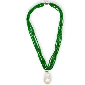 425-08-S | 5-STRAND JADE CRYSTAL & PEARL DROP