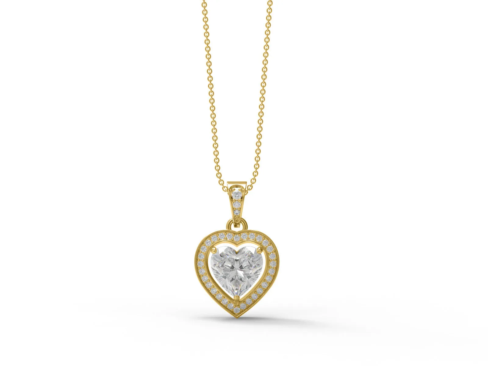 4.4 Ctw Heart Shape Moissanite 925 Sterling Silver Floating Halo Women Necklace