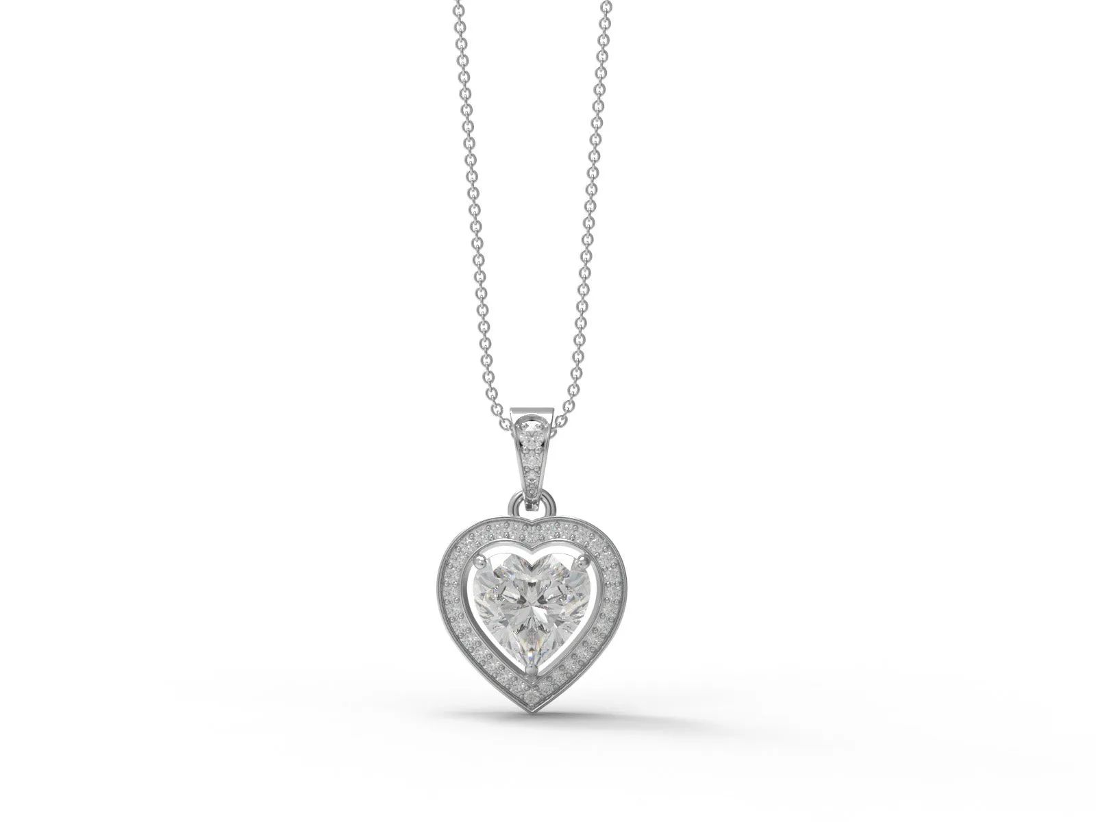 4.4 Ctw Heart Shape Moissanite 925 Sterling Silver Floating Halo Women Necklace