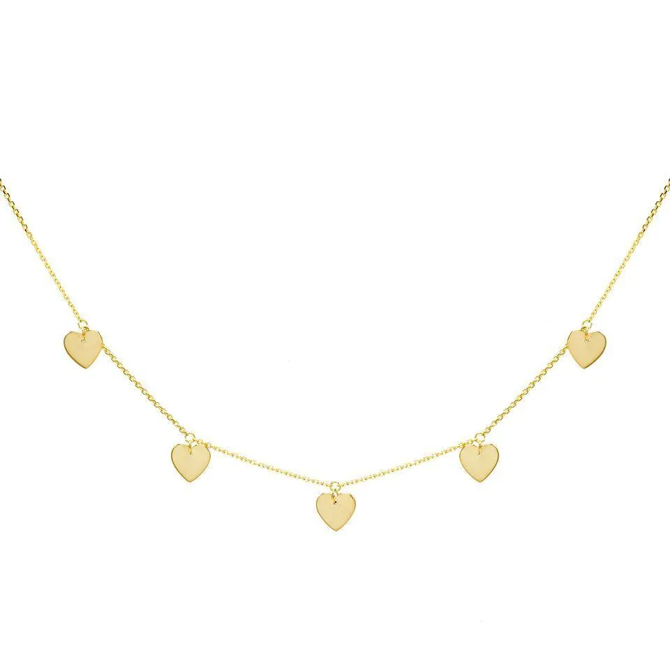 5 Heart Necklace 14K