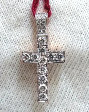 .50ct natural diamonds rounds cross necklace 14kt Petite Class