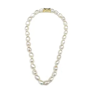 700-01-G | WHITE BAROQUE SINGLE STRAND (WHITE ON GOLD)