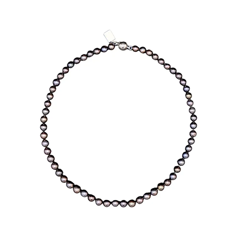 703-10-S | 7MM ROUND PEARL NECKLACE (BLACK)