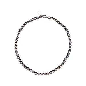 703-10-S | 7MM ROUND PEARL NECKLACE (BLACK)