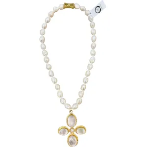 714-MOP-G | MOTHER OF PEARL PENDANT ON BAROQUE SINGLE STRAND