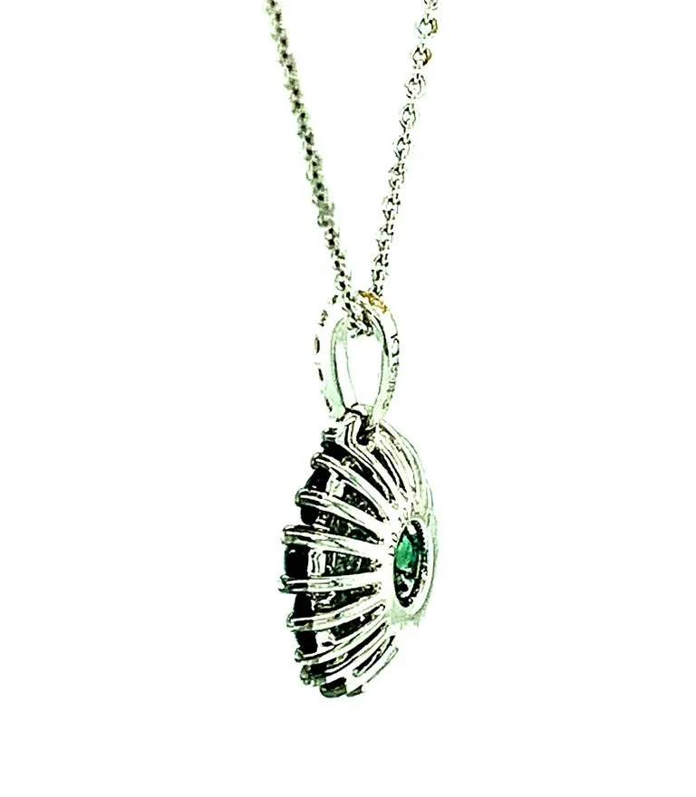 .74 ct. t.w. Alexandrite Halo and Diamond 18k White Gold Circle Pendant Necklace