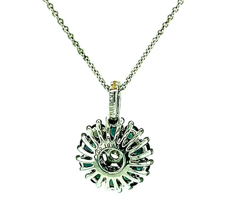 .74 ct. t.w. Alexandrite Halo and Diamond 18k White Gold Circle Pendant Necklace