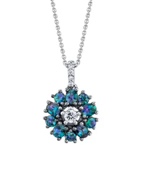 .74 ct. t.w. Alexandrite Halo and Diamond 18k White Gold Circle Pendant Necklace