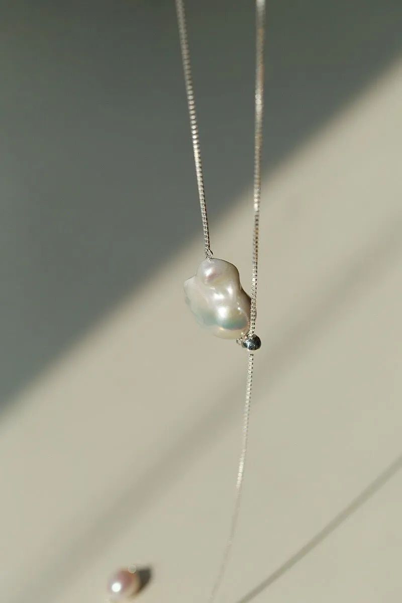 925 Silver Baroque Y  Long Necklace