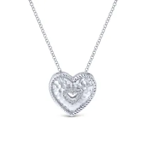 925 Sterling Silver & Diamond Cutout Heart