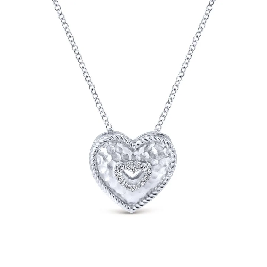 925 Sterling Silver & Diamond Cutout Heart