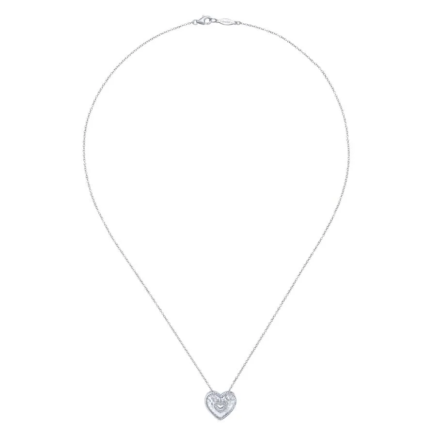 925 Sterling Silver & Diamond Cutout Heart