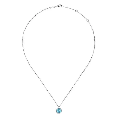 925 Sterling Silver Bujukan Swiss Blue Topaz Pendant Necklace