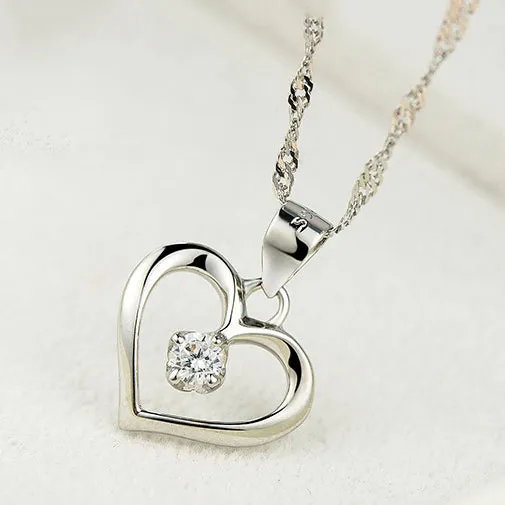 925 Sterling Silver Cubic Zirconia Love Pendant Necklace