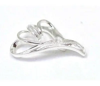 925 STERLING SILVER FLOATING DOUBLE HEART LOVE HAWAIIAN SCROLL PENDENT