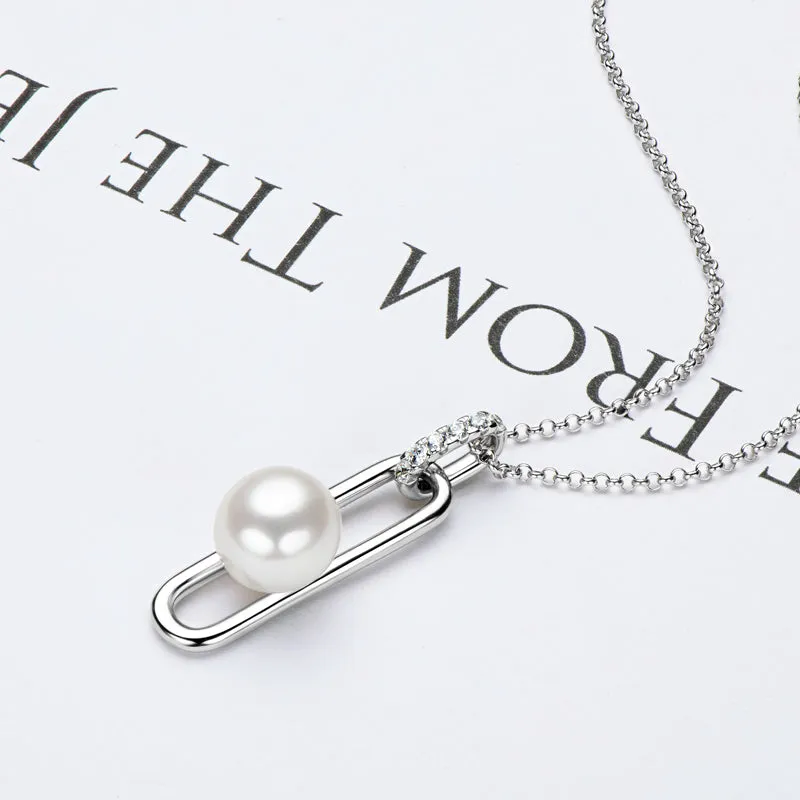 925 Sterling Silver Pearl Pendant Necklace