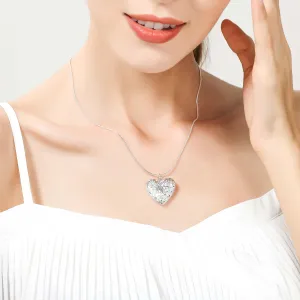 925 Sterling Silver Photo Frame Pendant Heart Necklace 18 Inch Snake Chain Woman Charm Statement Necklace In Fashion Jewelry Design