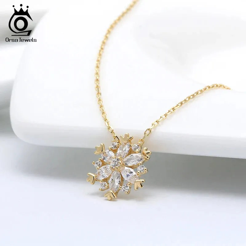 925 Sterling Silver Snowflake Pendant Necklaces