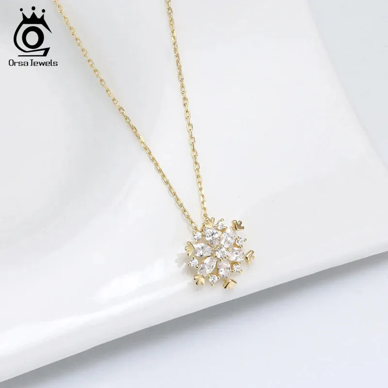 925 Sterling Silver Snowflake Pendant Necklaces
