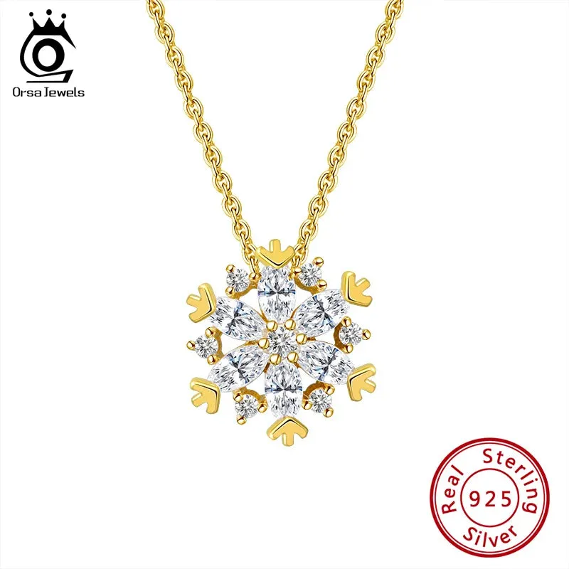 925 Sterling Silver Snowflake Pendant Necklaces