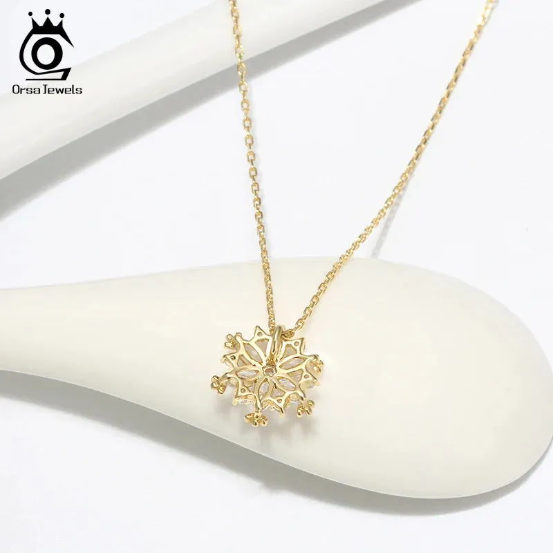 925 Sterling Silver Snowflake Pendant Necklaces