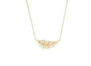 9ct Rose Gold Plated & Cubic Zirconia Leaf Necklace Pendant