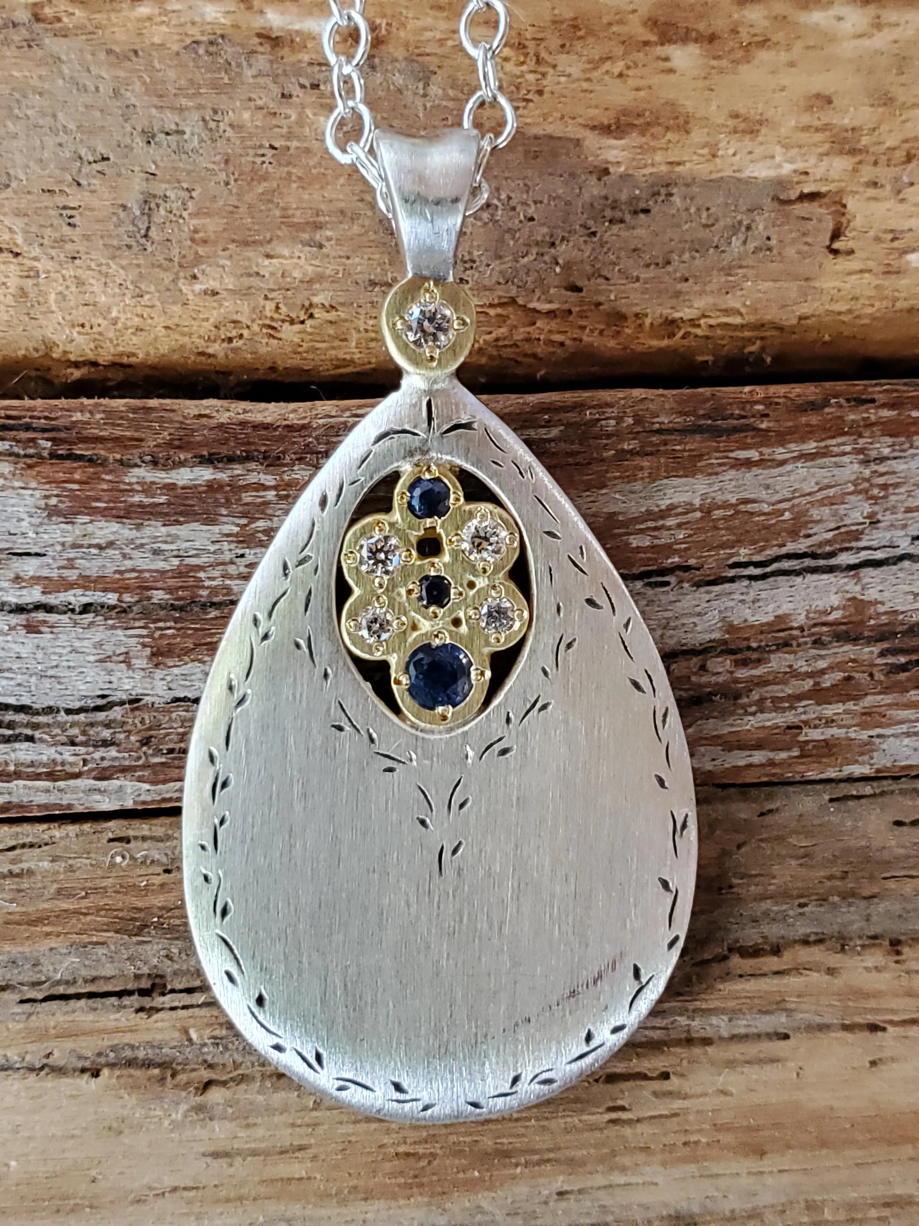 Adel Chefridi Secret Garden 18K Gold/Sterling Silver Drop Necklace