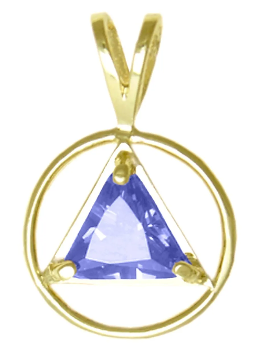 AG03. AA Birthstone Pendant - 12 Colors, 14kt Gold.