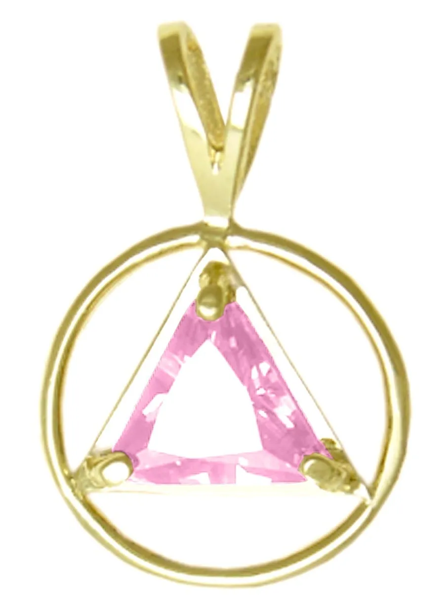AG03. AA Birthstone Pendant - 12 Colors, 14kt Gold.