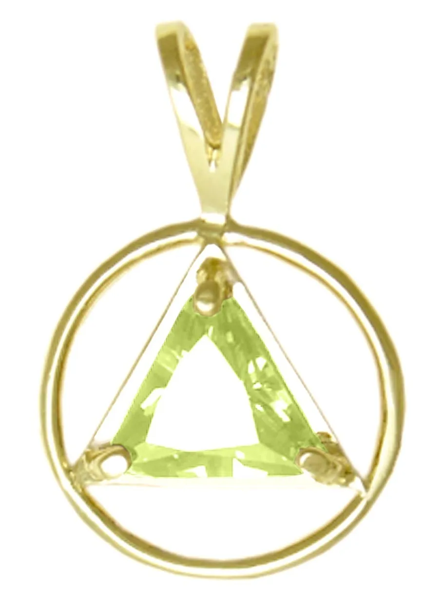 AG03. AA Birthstone Pendant - 12 Colors, 14kt Gold.