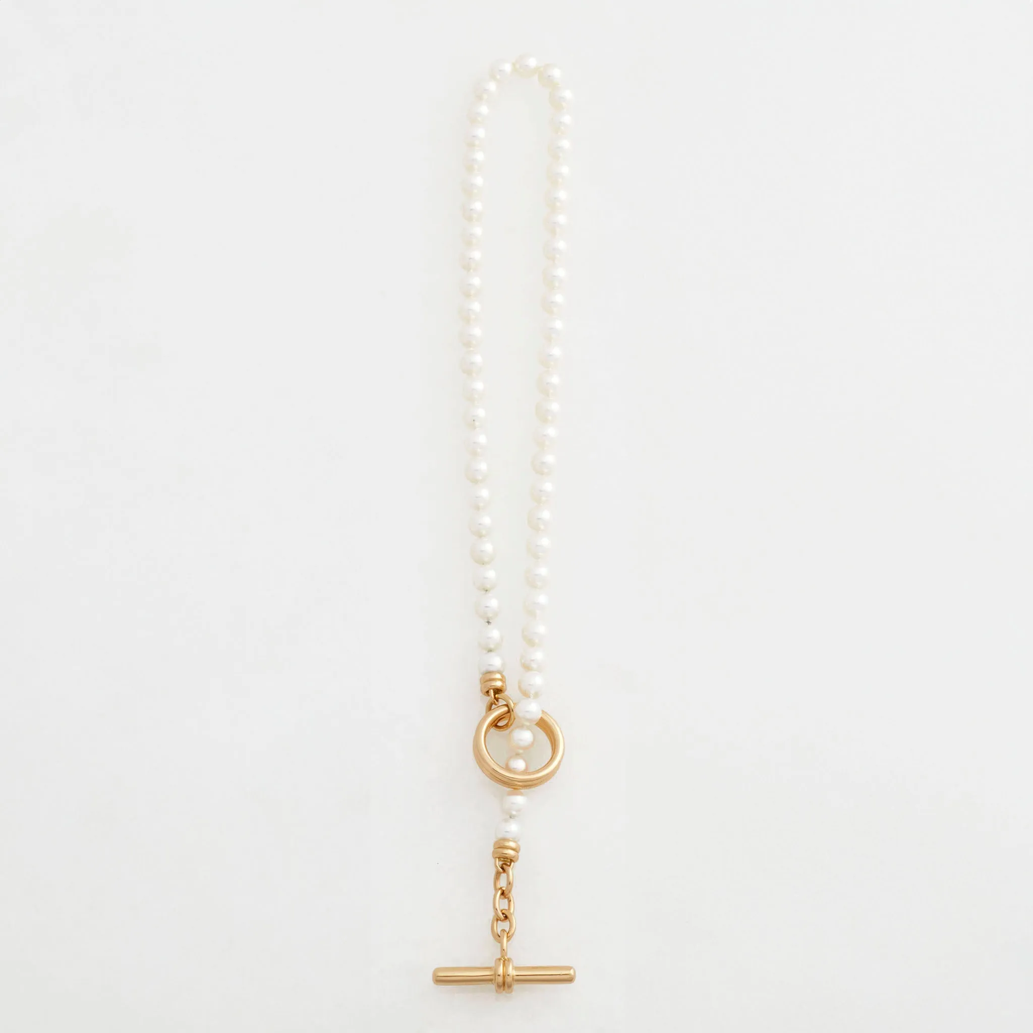 Akoya Pearl Double Link Toggle Necklace 18K Yellow Gold, 16"