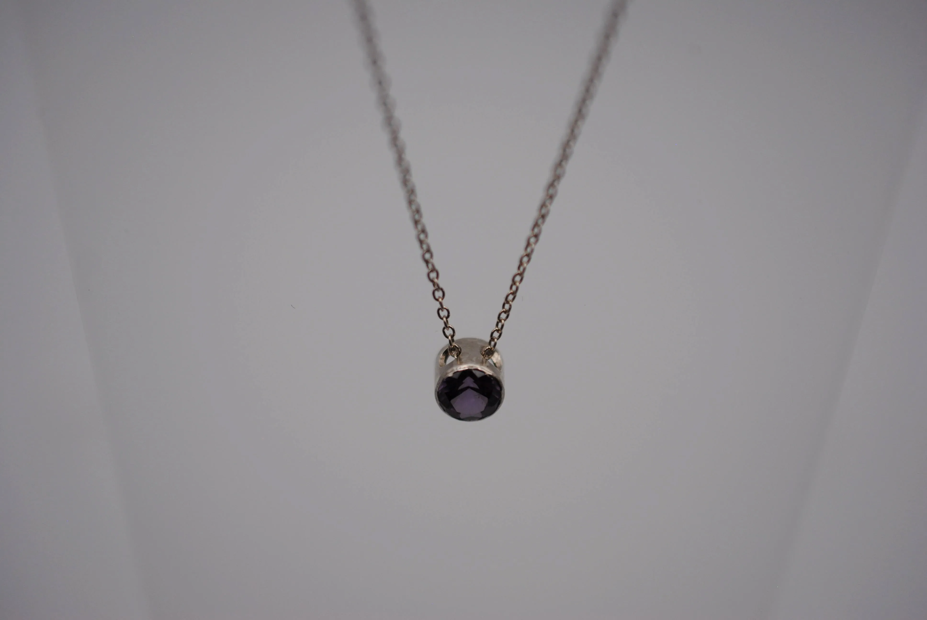 Alexandrite Bezel Setting Silver Pendant Necklace