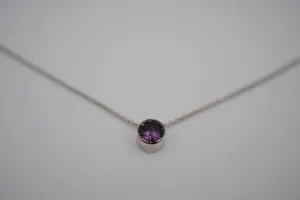 Alexandrite Bezel Setting Silver Pendant Necklace
