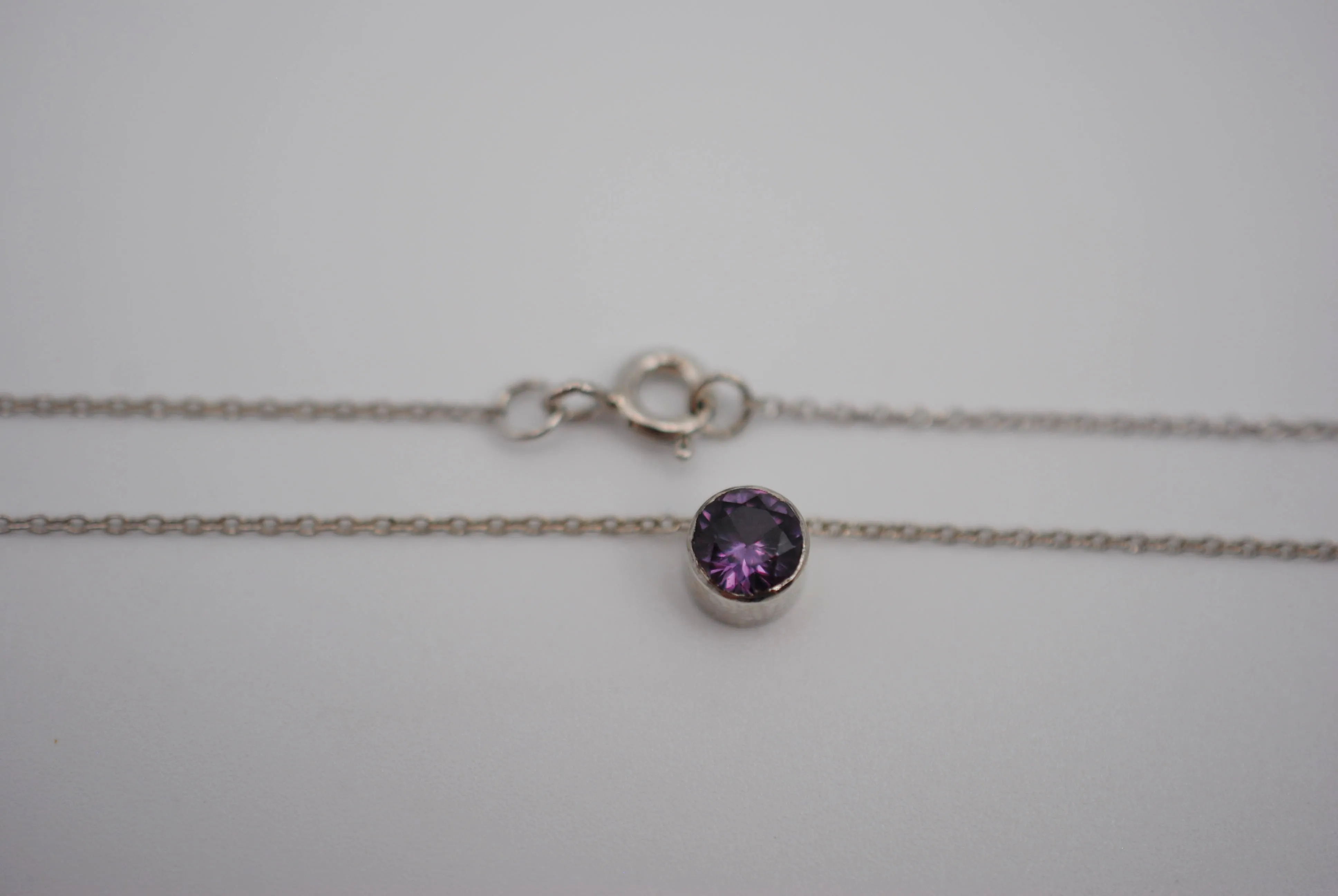 Alexandrite Bezel Setting Silver Pendant Necklace