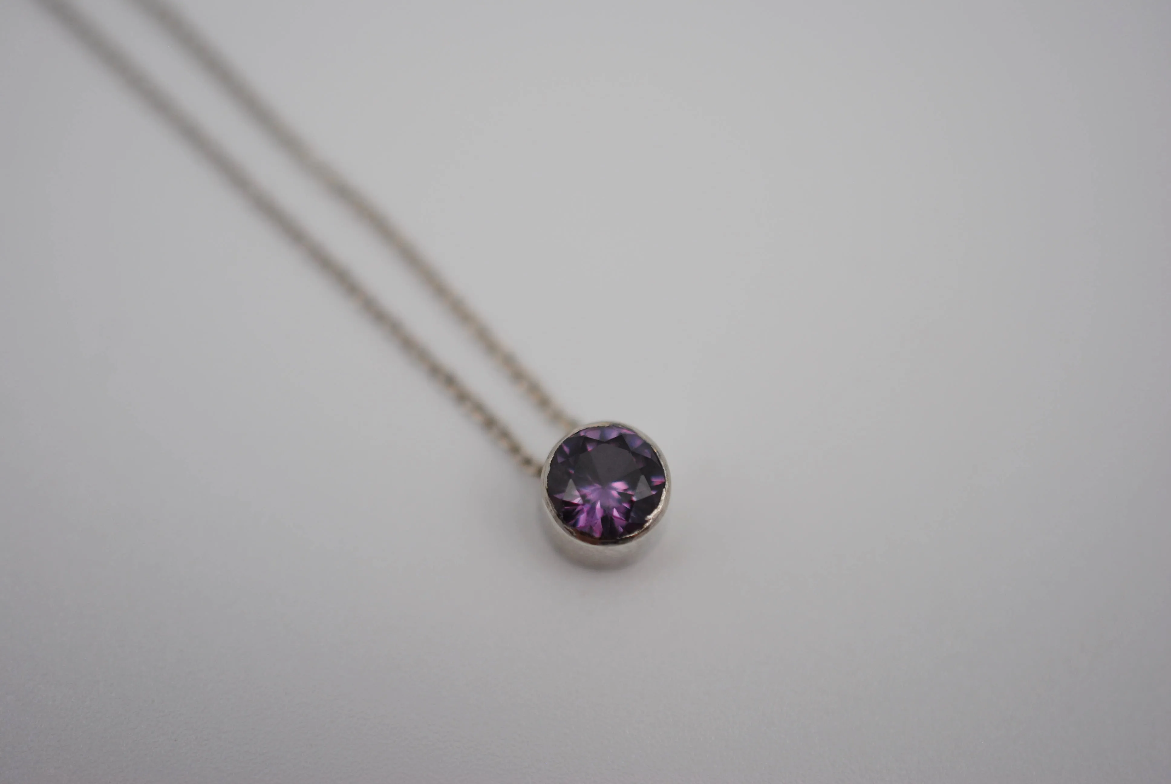 Alexandrite Bezel Setting Silver Pendant Necklace