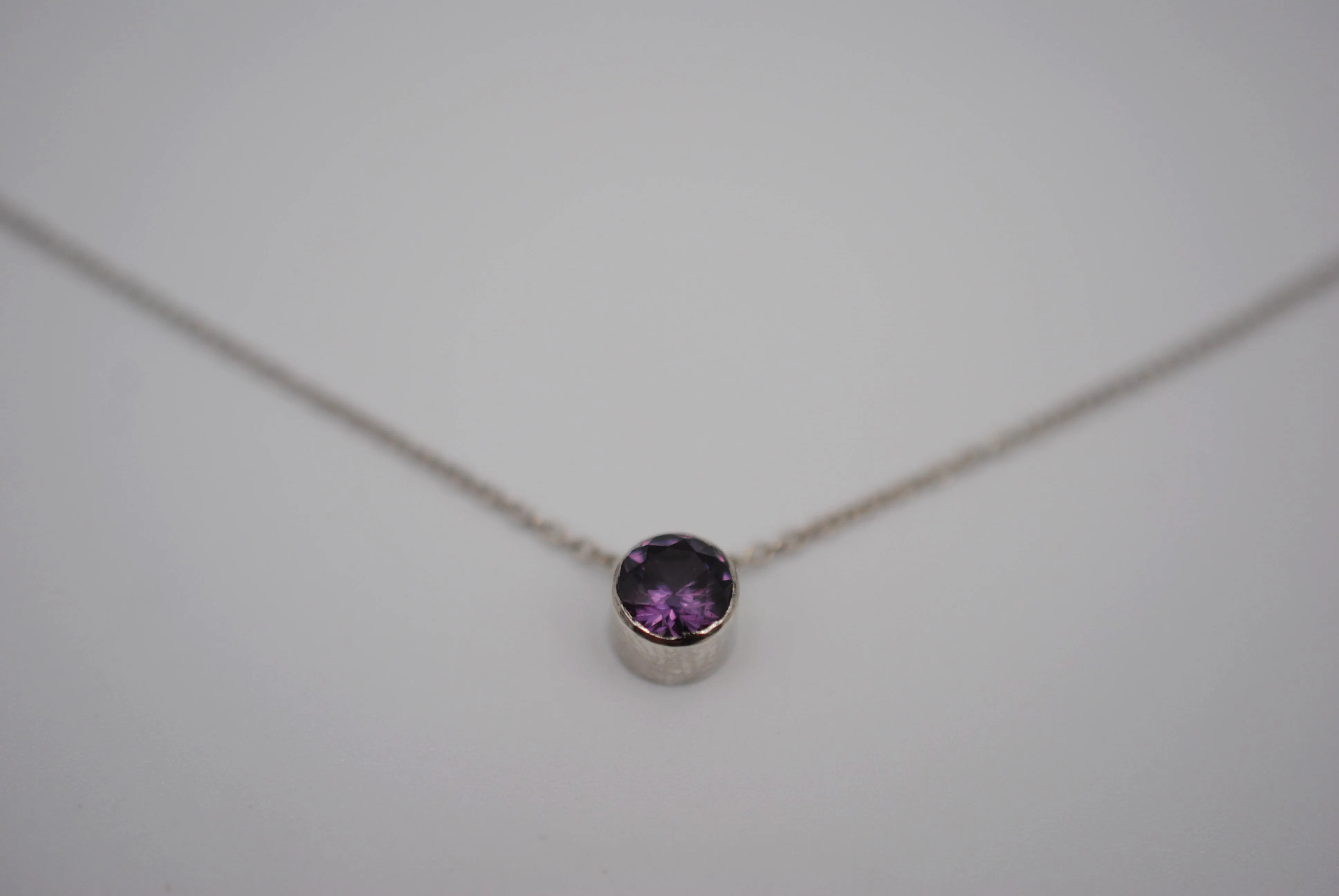 Alexandrite Bezel Setting Silver Pendant Necklace