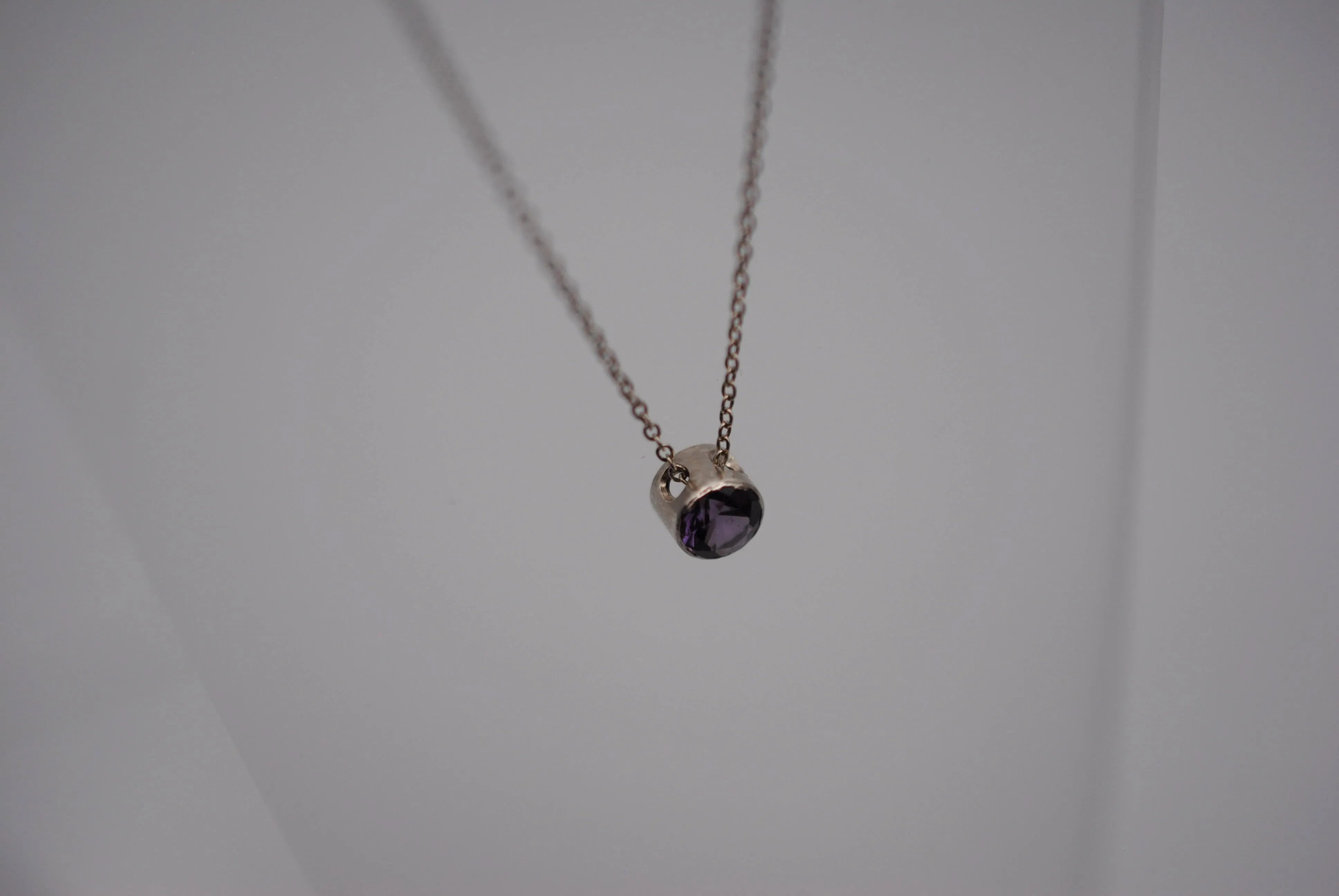 Alexandrite Bezel Setting Silver Pendant Necklace
