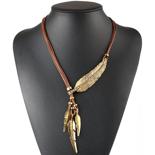 Alloy Feather Necklaces