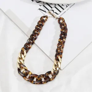 Amber & 18K Gold-Plated Tortoise Curb Chain Necklace